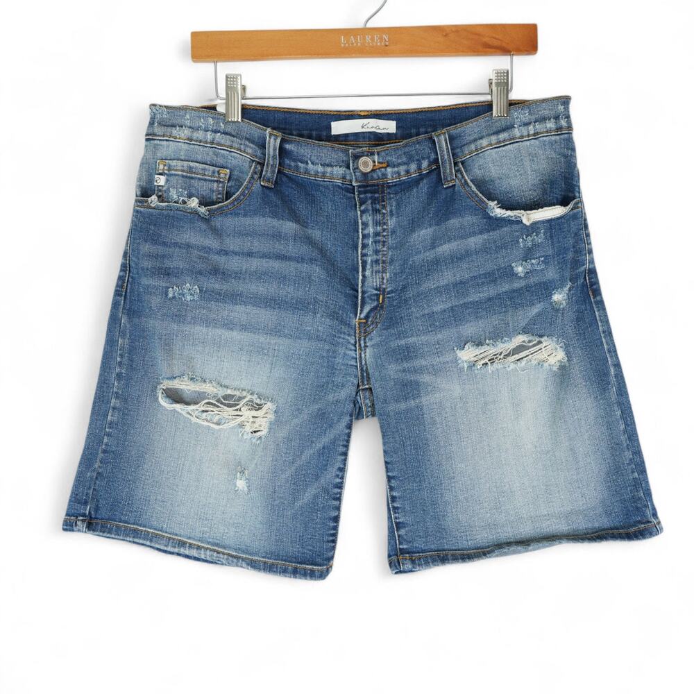 KanCan Bermuda Shorts Womens W11 29 (34x9) Blue Distressed Denim Stretch